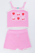 Pink Cherry Heart Knitwear Set