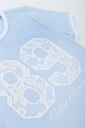 Blue Lace Number Print T-Shirt (1)