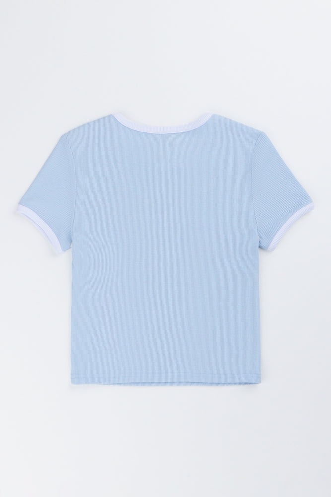 Blue Lace Number Print T-Shirt (2)