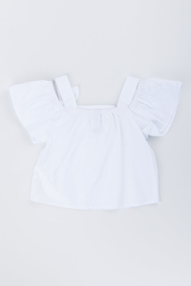 White Cold Shoulder Woven Top (2)