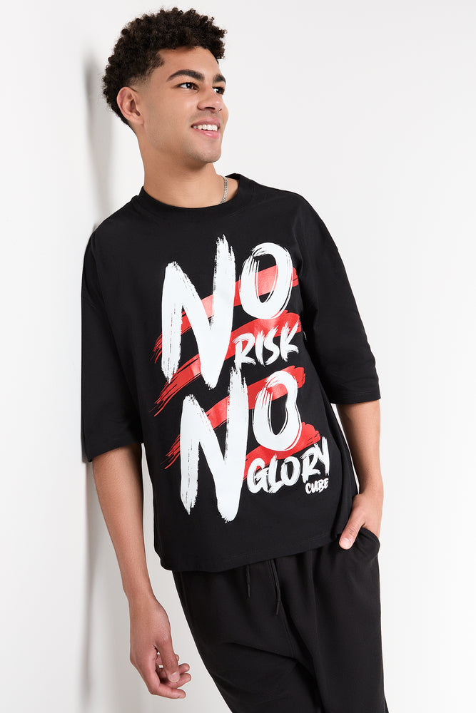 Black Graphic Boxy Fit T-Shirt