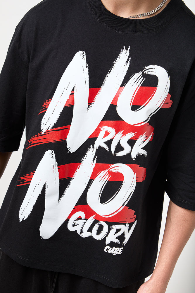 Black Graphic Boxy Fit T-Shirt (3)