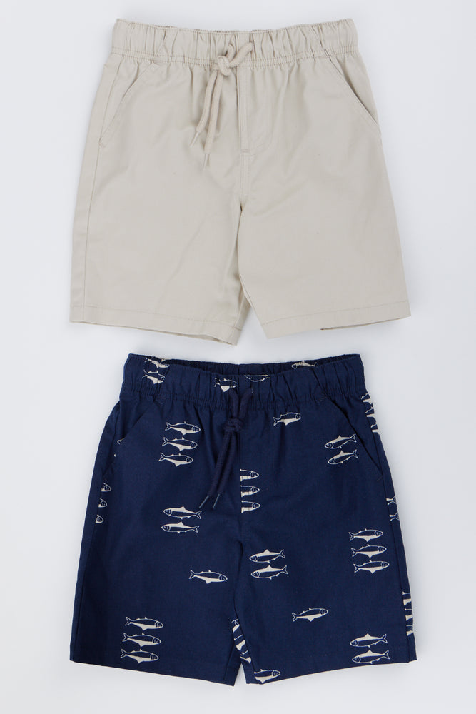 2 Pack Navy & Stone Shorts