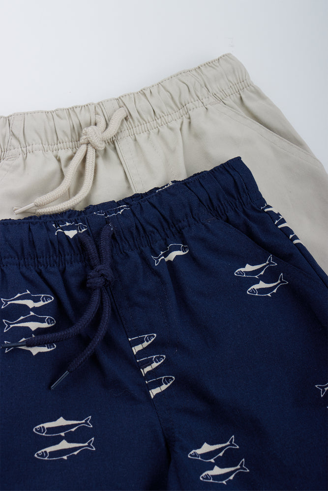 2 Pack Navy & Stone Shorts (1)
