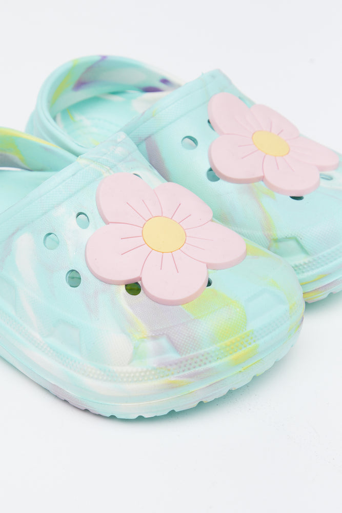 Mint Marble 3D Daisy Clogs (2)