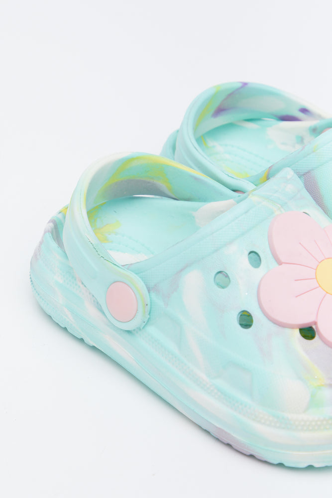Mint Marble 3D Daisy Clogs (3)