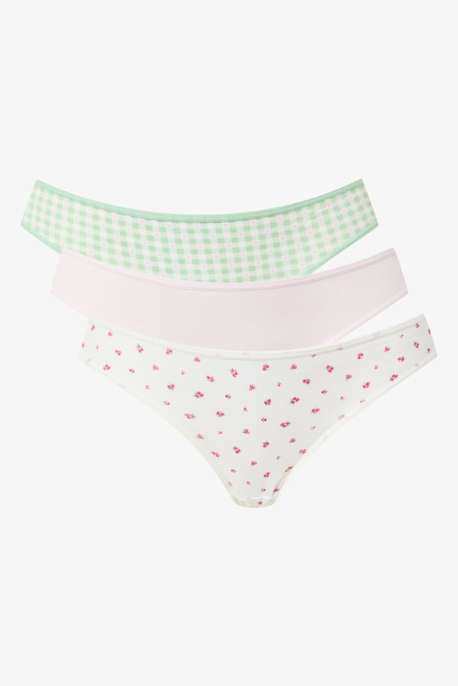 3 Pack Gingham Floral Bikini