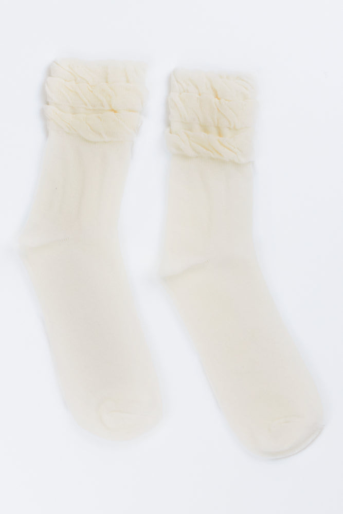 White Frill Detail Ankle Socks