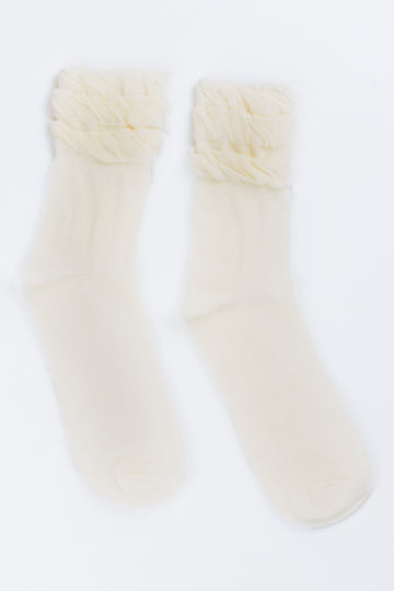 White Frill Detail Ankle Socks