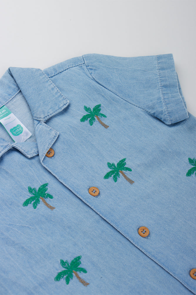 Blue Denim Embroidered Palm Shirt (1)