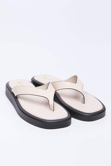 Cream Flatform Thong Sandals