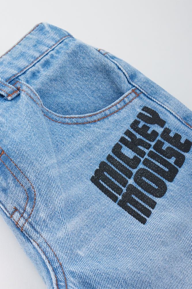 Mid Blue Mickey Mouse Denim Shorts (1)