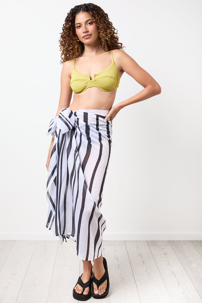 Black & White Striped Beach Sarong