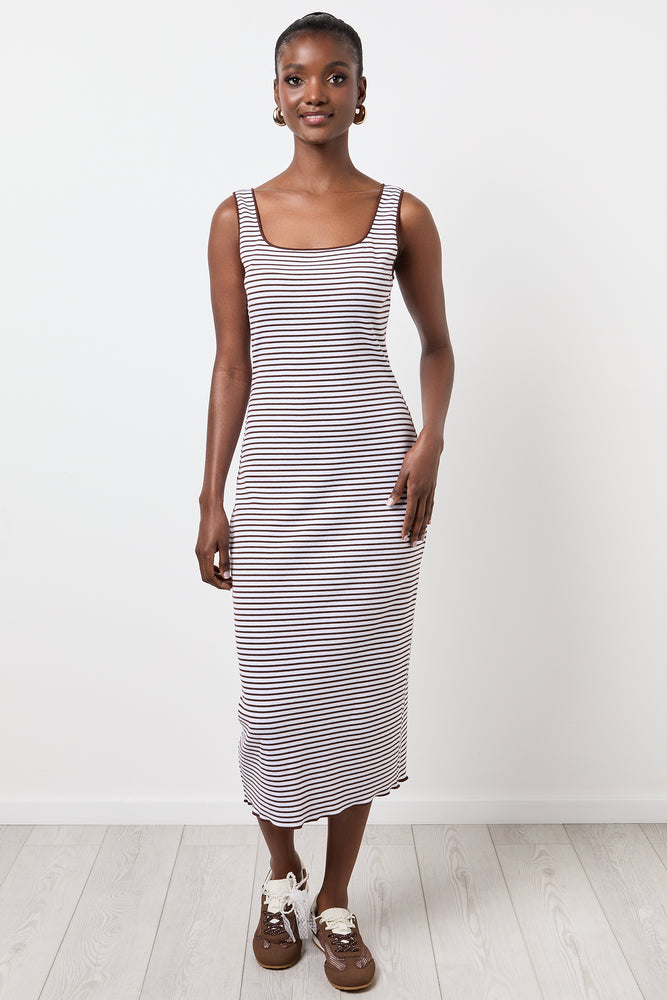 Striped Ribbed Midi Dress
