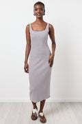 Striped Ribbed Midi Dress