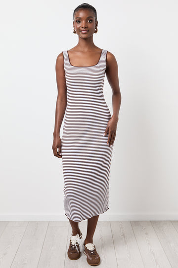 Striped Ribbed Midi Dress