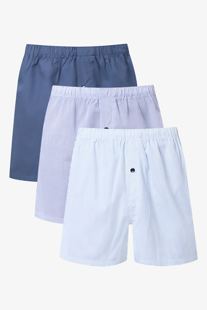 3 Pack Stripe Boxers Blue