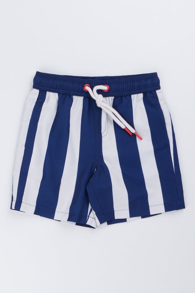 Navy Striped Swim Shorts