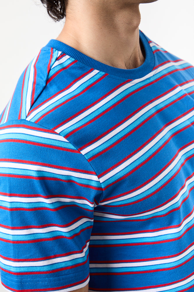 Cobalt Blue Striped Regular T-Shirt (3)
