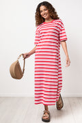 Red Stripe Casual Maxi Dress