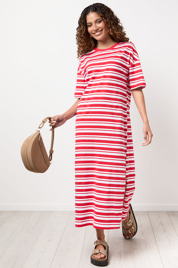 Red Stripe Casual Maxi Dress