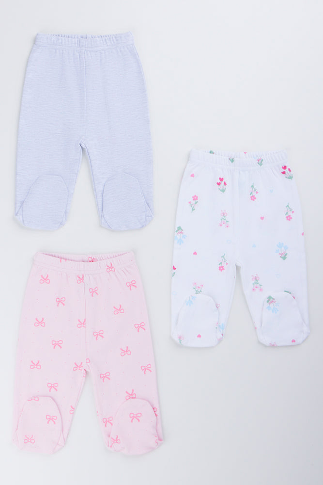 3 Pack Floral Footed Pants