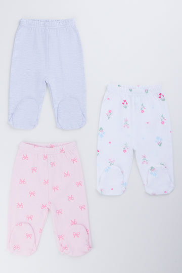3 Pack Floral Footed Pants