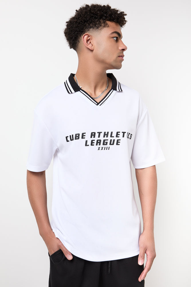 Graphic Print V-Neck Soccer T-Shirt