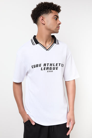 Graphic Print V-Neck Soccer T-Shirt