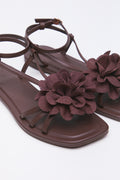 Brown Floral Ankle Strap Sandals (2)