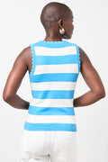 Blue & White Striped Scalloped Knit Vest (2)