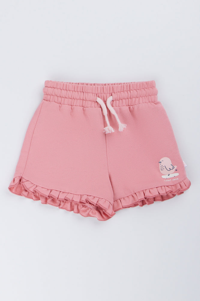 Pink Bird Print Shorts