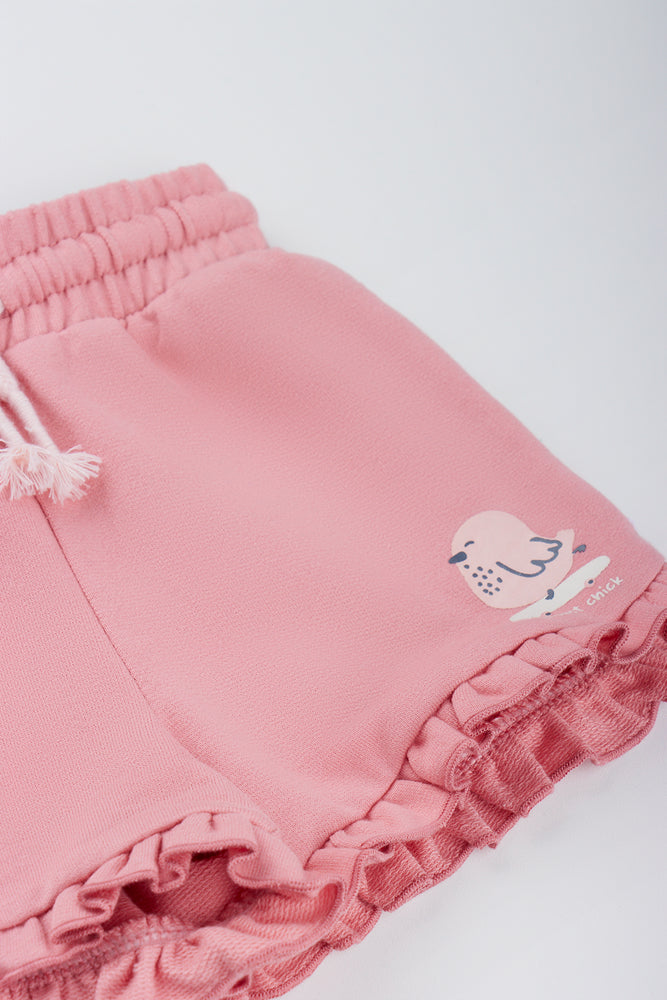 Pink Bird Print Shorts (1)