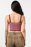 Striped V-Neck Knit Crop Vest (2)