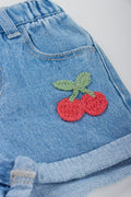 Cherry Embroidered Denim Shorts (1)