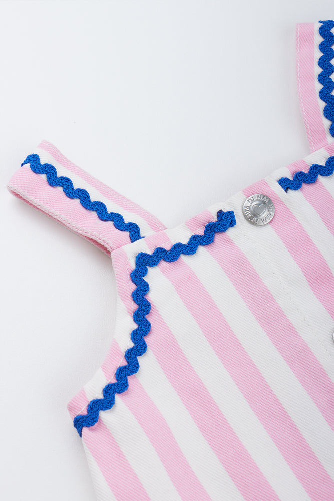 Pink and White Striped Denim Top (1)