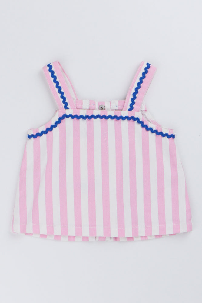 Pink and White Striped Denim Top (2)