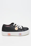 Black Floral Charm Platform Sneakers (1)