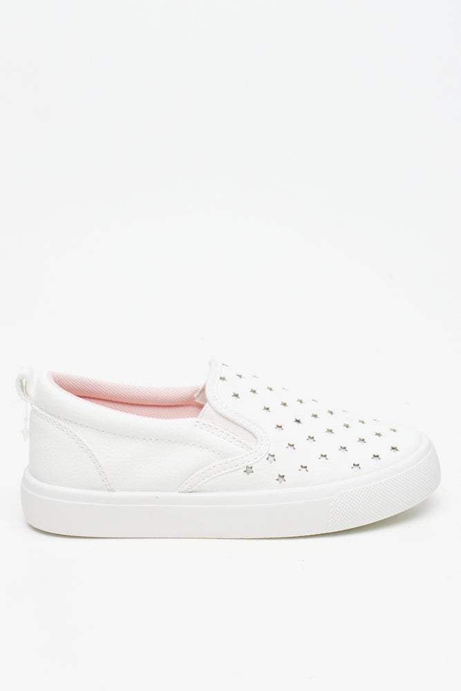 White Star Pattern Slip On Sneakers (1)