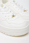 White Embellished Platform Court Sneakers (2)