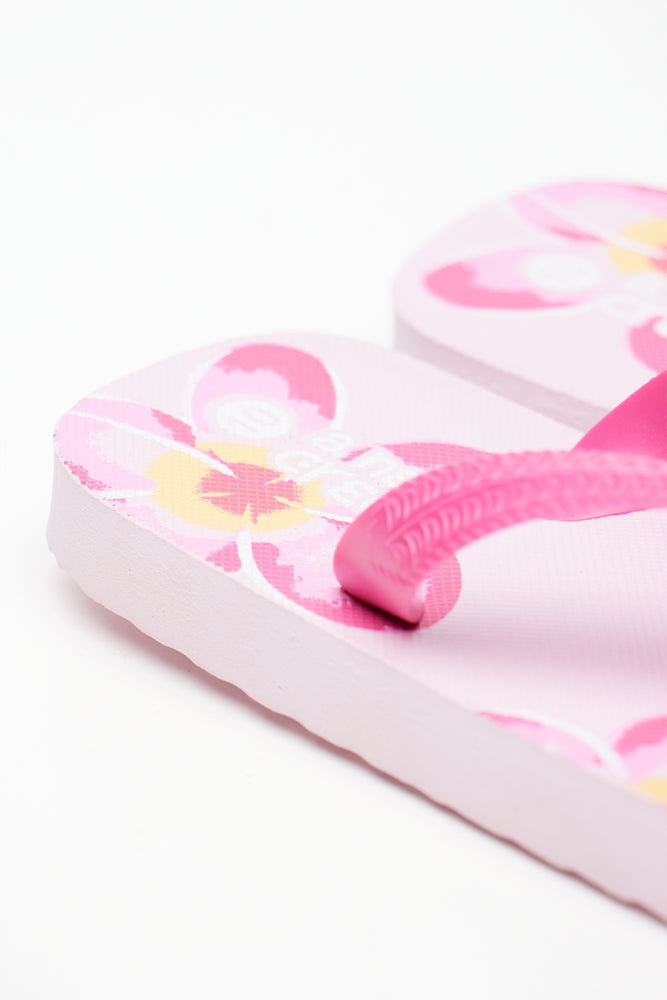 Pink Floral Summer Flip Flops (3)