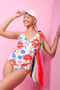 ME&B Floral Print V Neck Swimsuit