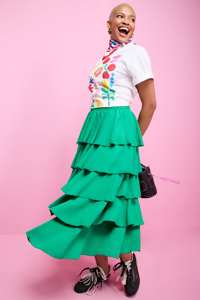 ME&B Green Tiered Maxi Skirt