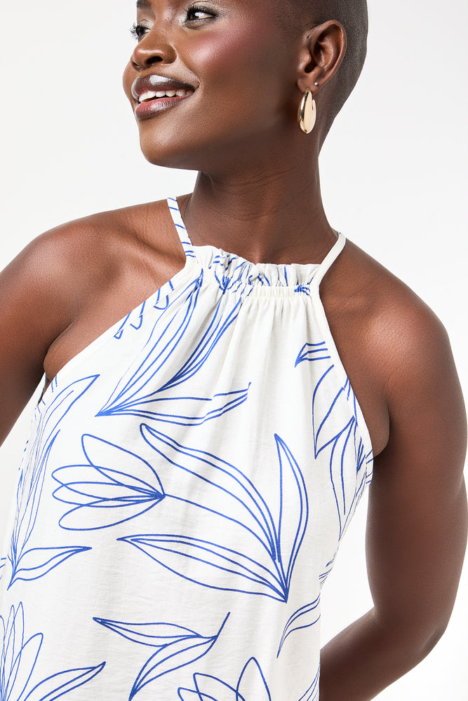 Floral Print Halterneck Tiered Dress (3)