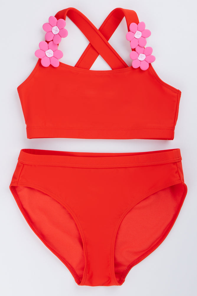 ME&B Red Floral Detail Bikini Set