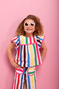 ME&B Rainbow Stripe Woven Top