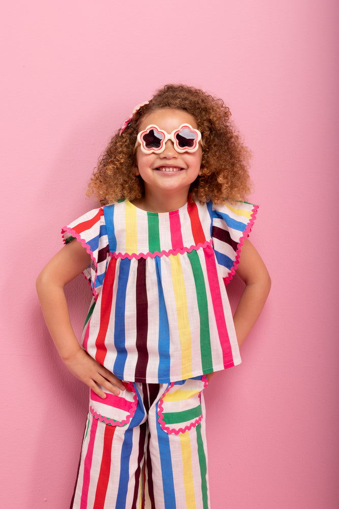 ME&B Rainbow Stripe Woven Top