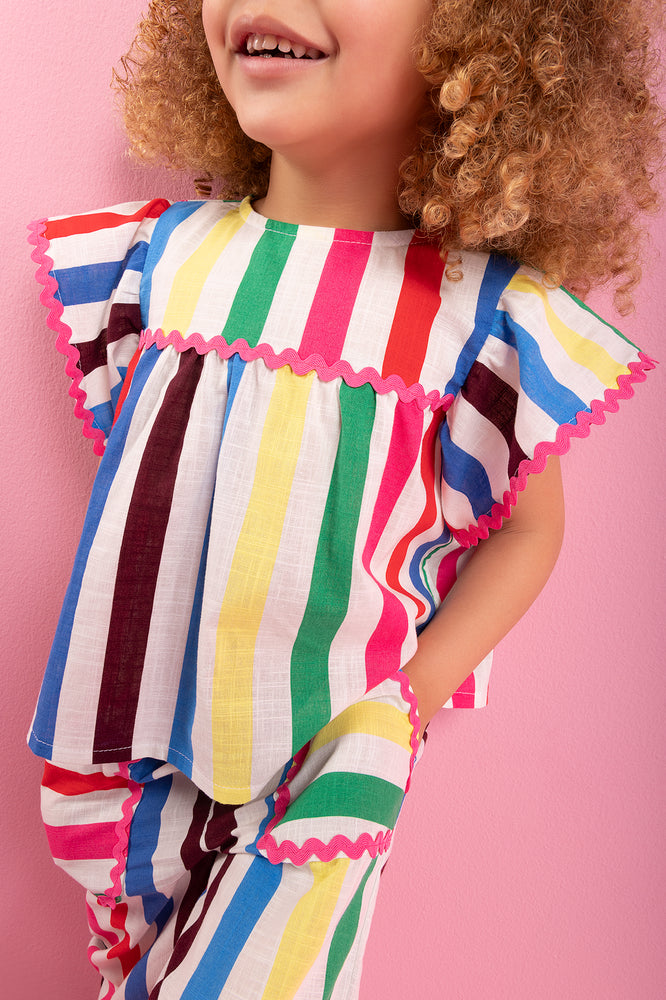 ME&B Rainbow Stripe Woven Top (1)