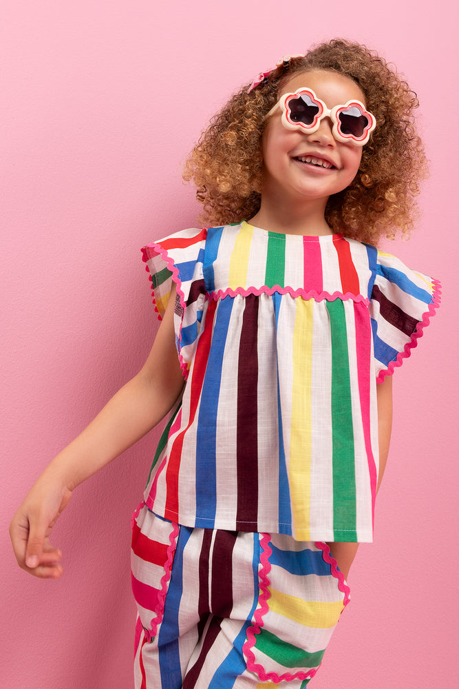 ME&B Rainbow Stripe Woven Top (3)