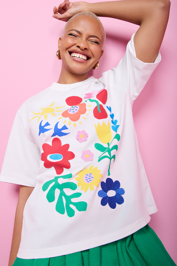 ME&B Milk Graphic Print Cotton T-Shirt